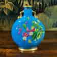 Victorian turquoise moon flask by Minton, flower enamels, dated 1873-0