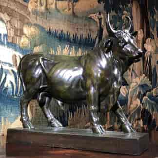 Bronze figure of a standing Bull, Musee de Louvre edition, 20th century -0