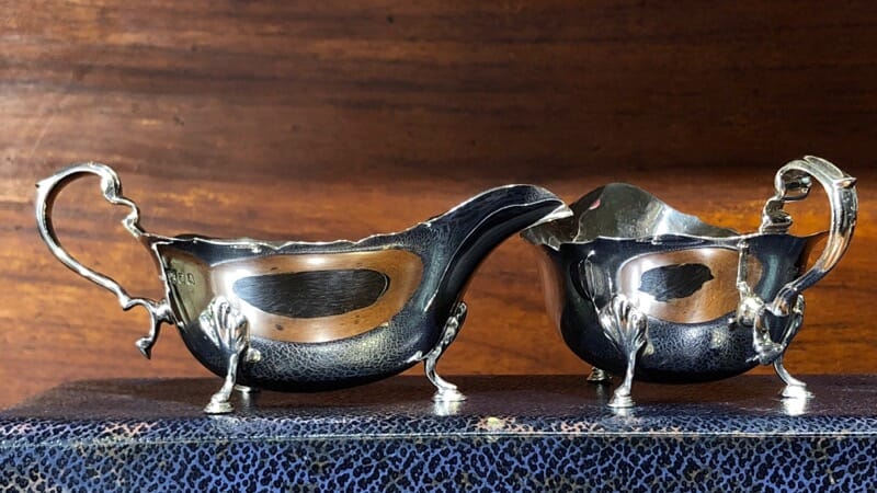 Pair of Sterling Silver sauce boats, London 1936, for Drummond, Melbourne-0