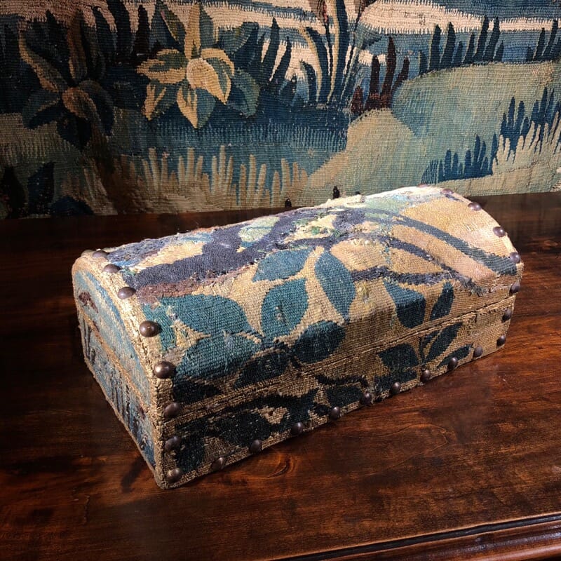 Aubusson Tapestry fragment, box mounted by Jacques Lamy, 17th & 20th century -0