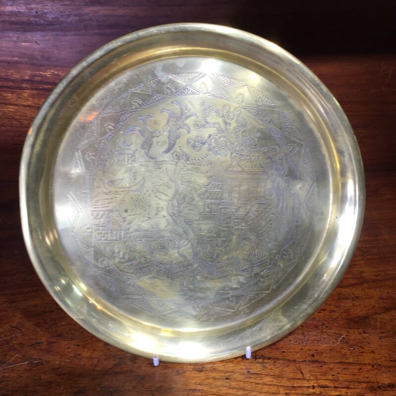 English brass 'Willow Pattern' tray, circa 1900 -0