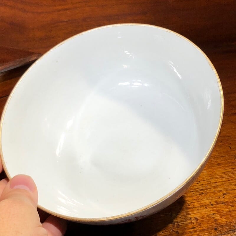 Barr Worcester bowl, red flower bat-prints, c.1800 -33196