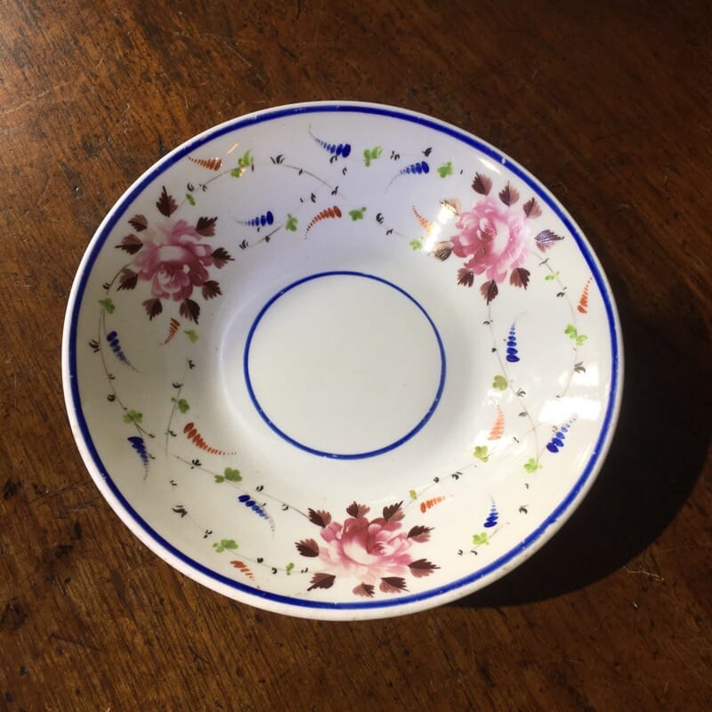 English porcelain dish, roses & flowersprays, c. 1815-0