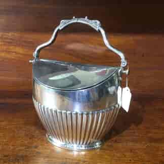 Edwardian silver plated sugar basin with hinged cover, c 1910 -0