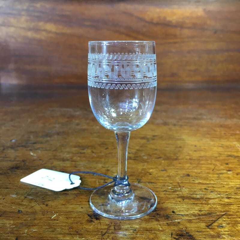 Single small liquor glass in 'Greek Key' pattern, c. 1900 -0