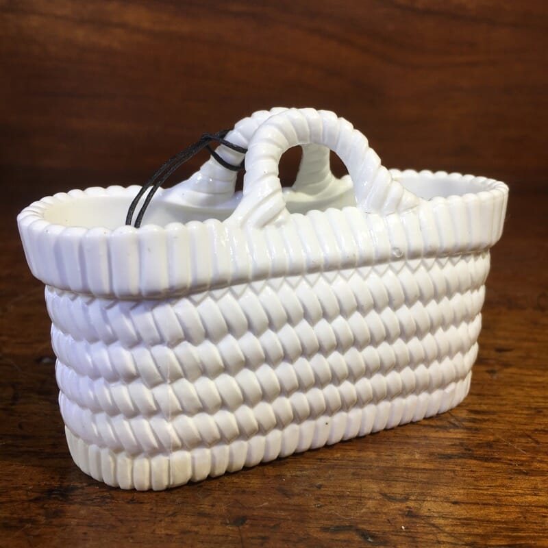Sowerby pressed white glass basket, Circa 1880 -0