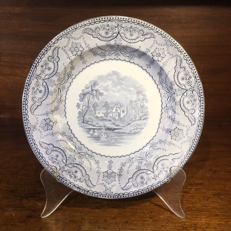 Copeland plate, grey printed ‘Richmond views’ 1857-0