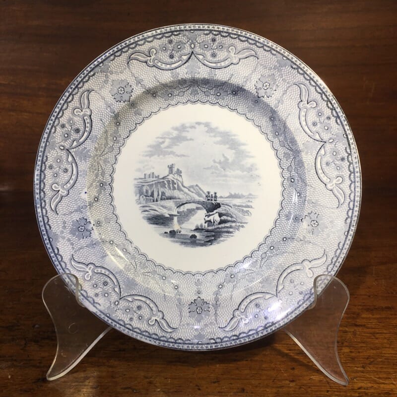 Copeland plate, ‘Richmond views’ print in grey, 1857-0