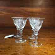 Set of 4 cut glass liqueur glasses, c. 1910 -34126