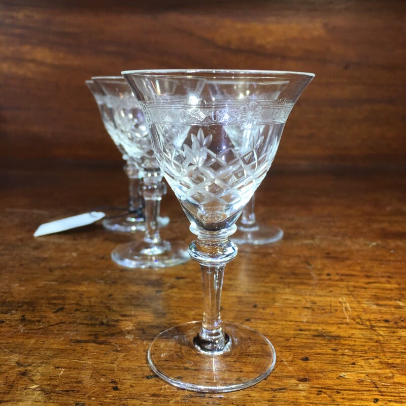 Set of 4 cut glass liqueur glasses, c. 1910 -0 – Moorabool Antique ...