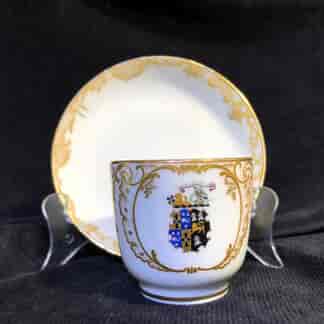Paris Porcelain cup & saucer, armorial 'Boyer Succsr to Feuillet', c. 1850