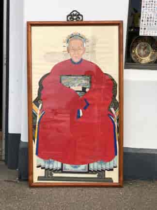 Chinese ancestor portrait, Grandmother in red coat, 19th century or earlier
