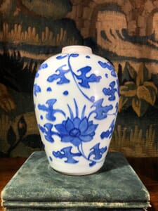 Ming Dynasty vase, scrolling lotus flowers & foliage