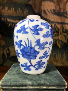 清朝花瓶　M921 A blue and white 'crane' double gourd vase Mark and period