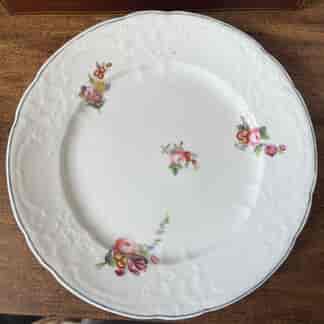 Coalport plate, wreath and scroll moulding, flower sprigs, 1835