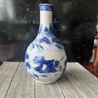 Japanese bottle vase, landscape, 19th Century or earlier