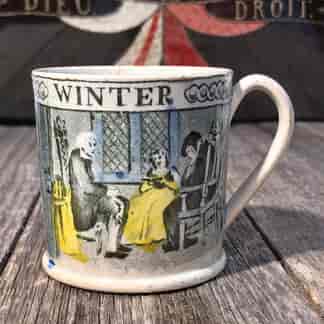 Staffordshire Pottery child's mug - AUTUMN & WINTER c.1860 (Copy)