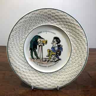 French pottery plate with photographer, C. 1900