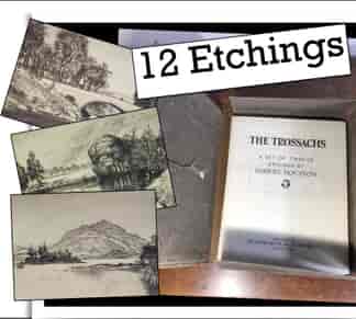 THE TROSSACHS - Robert Houston, folio of 12 etchings + text, Scotland 1930