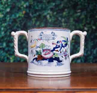 Sytch Pottery - Till & Sons - double handled mug, Oriental 'PINT', c.1870