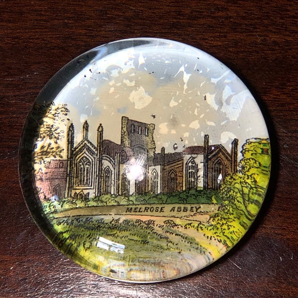 Victorian glass paperweight souvenir – MELROSE ABBEY – c. 1880 ...