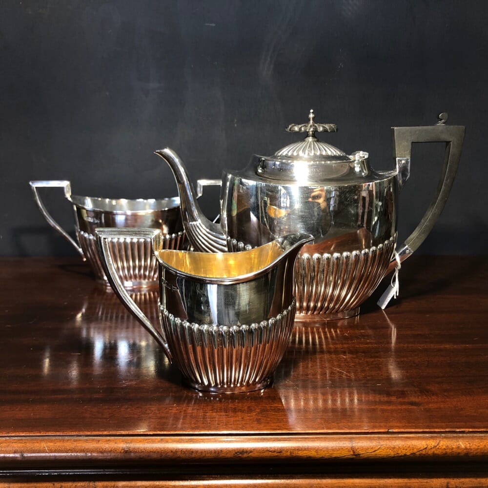 Walker & Hall English Sterling Silver Art Deco Condiment Set w