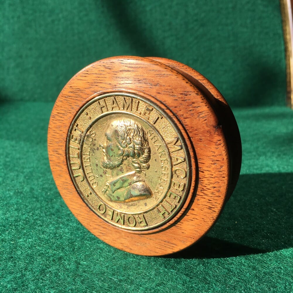 Turned boxwood Shakespeare box, 19th & 21st century