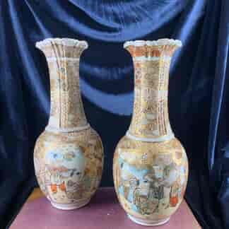 Pair of Satsuma vases, scenes and faces, c.1880