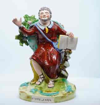 Early Staffordshire figure of St Paul, attr. Hall, c. 1825
