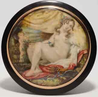 Snuff box with hand painted 'Venus & Cupid' , signed D Pareato - c. 1880