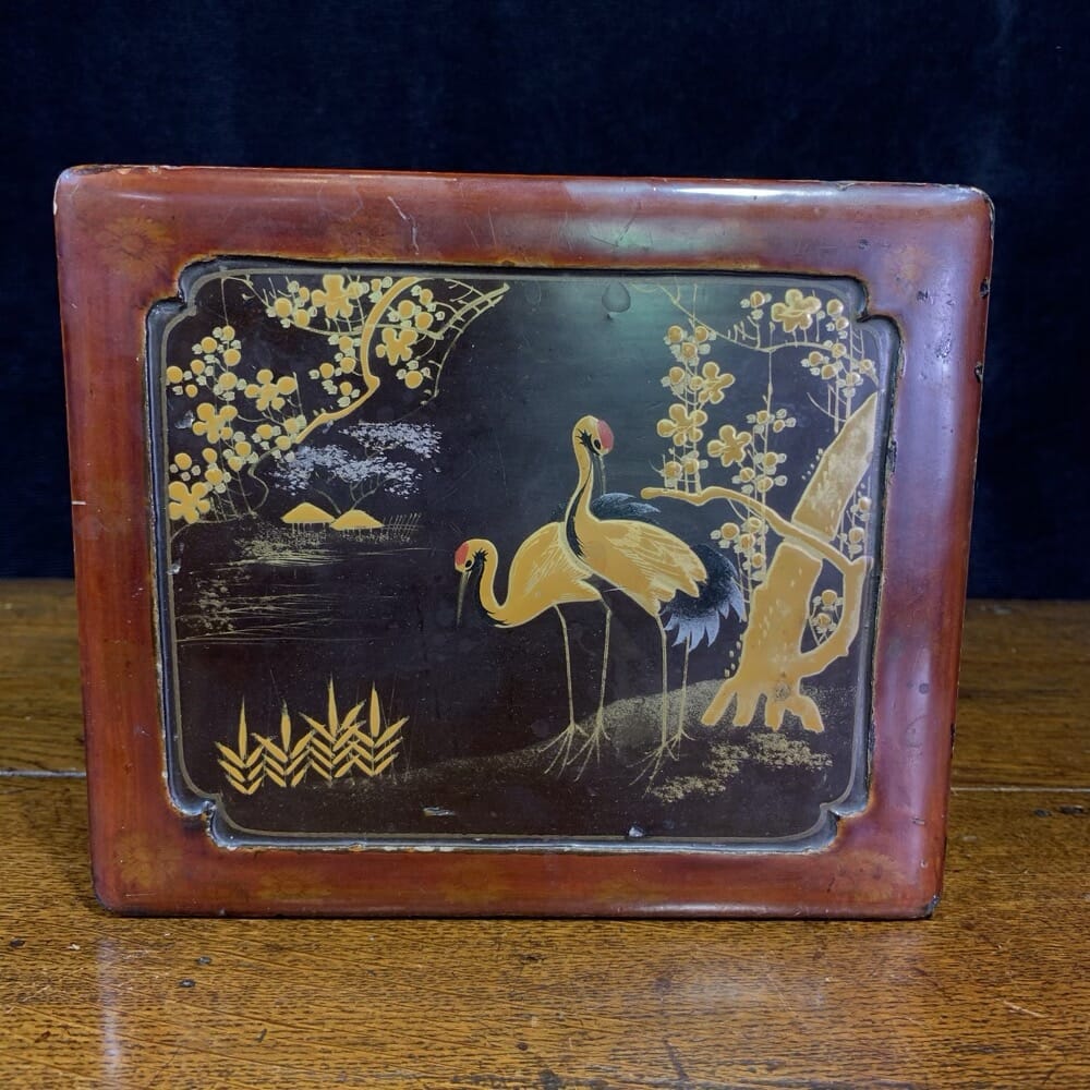 Japanese lacquer box, cranes in landscape, c. 1900 – Moorabool Antique ...