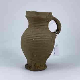 German Medieval stoneware drinking mug, unglazed, Sieburg early 14th century
