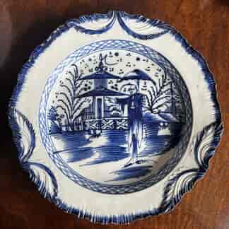 Liverpool pearlware plate with Chinoiserie in blue, C. 1780