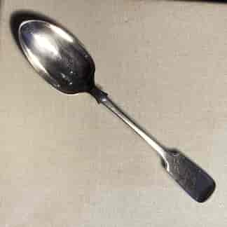 Irish Sterling Silver teaspoon, retailed by Egan, Cork, maker Smyth, 1887