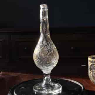 Glass rosewater bottle with cut and gilt decoration