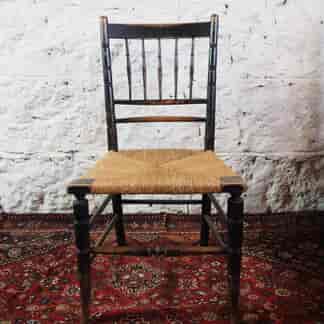5 Arts & Crafts Elm rush-seated chairs, late 19th century
