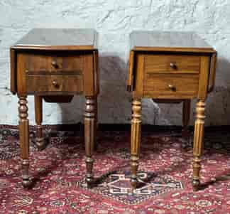 Pair of Mahogany work tables, drawers, cupboard & slide, c. 1835