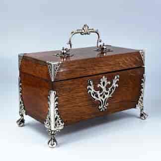 Sterling silver mounted casket made with wood from Prince Rupert's Cottage, 17th c. + c.1845