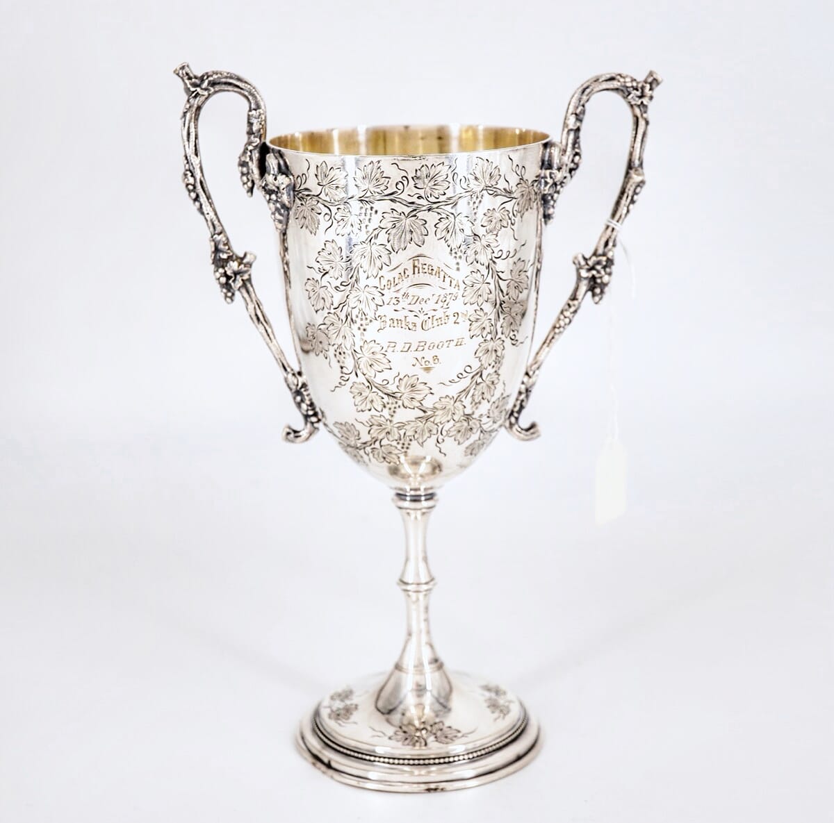 Silverplate trophy - R.D Booth, 8-oared Second Prize Colac Regatta, 1879
