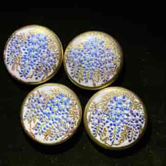 Set of 4 Satsuma buttons, wisteria, c. 1900