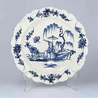 Creamware plate with Chinoiserie scene, C.1770