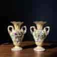Small pair of Samuel Alcock vases, flower encrusted, c. 1830