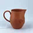 Staffordshire redware milk jug , flower & scroll sprigs, c. 1770