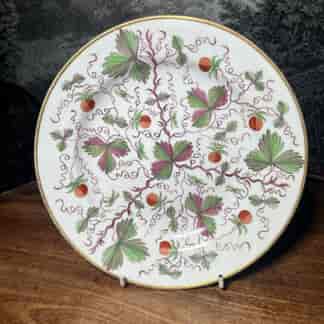 English porcelain strawberry pattern plate, circa 1820