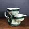 Art Nouveau porcelain shaving mug, organic form & green lustre, c.1905