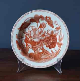 Wedgwood 'Water Lily’ "Darwin" pattern pearlware plate with red onglaze print, c. 1820