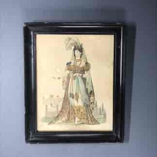 Georgian Tinsel coloured engraving of 'Miss Clifford as Juliet' c.1830