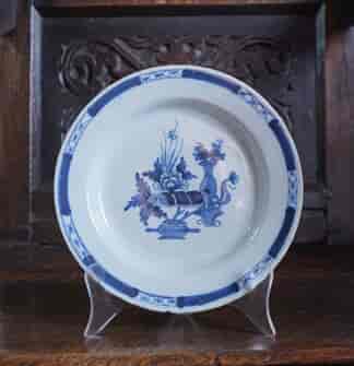 Liverpool delft plate,  Chinese 'precious objects', C. 1760.
