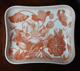Rare Wedgwood 'Water Lily' pearlware dish, printed onglaze in red with 'Darwin' Water Lily pattern, c.1820
