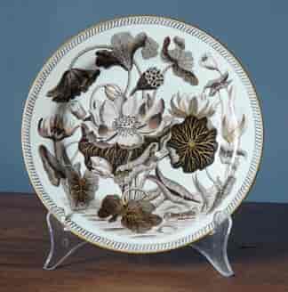 Wedgwood chamber pot with "Darwin" 'Water Lily' pattern in brown & gold, c. 1820